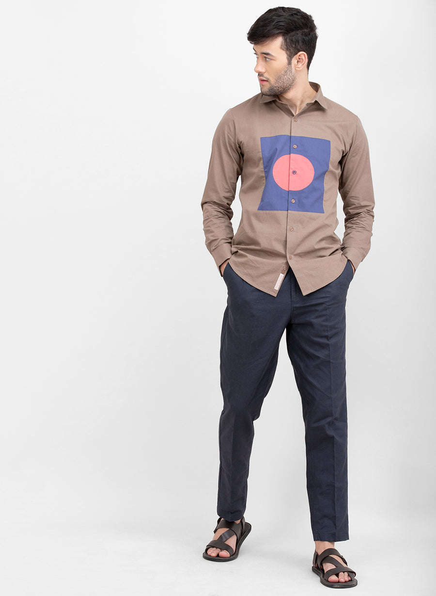 Cible Color Block Cutaway Collar Shirt