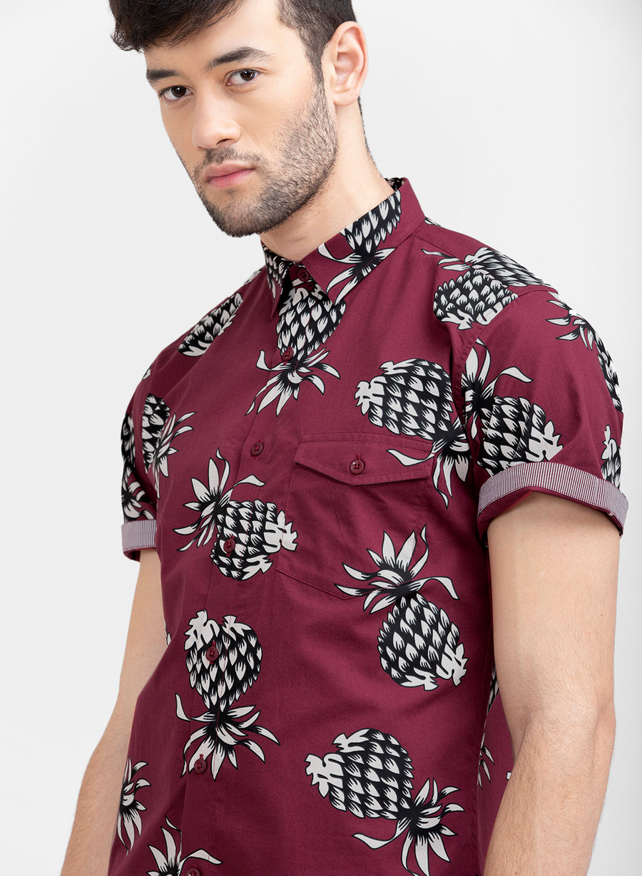 Summer Fruits Slim Fit Half Sleeves Shirt