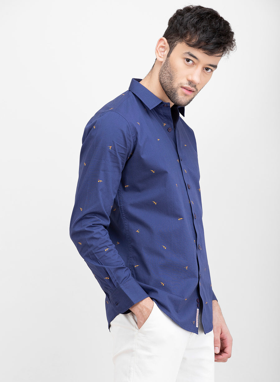 Bird Of Paradise Print Slim Fit Shirt