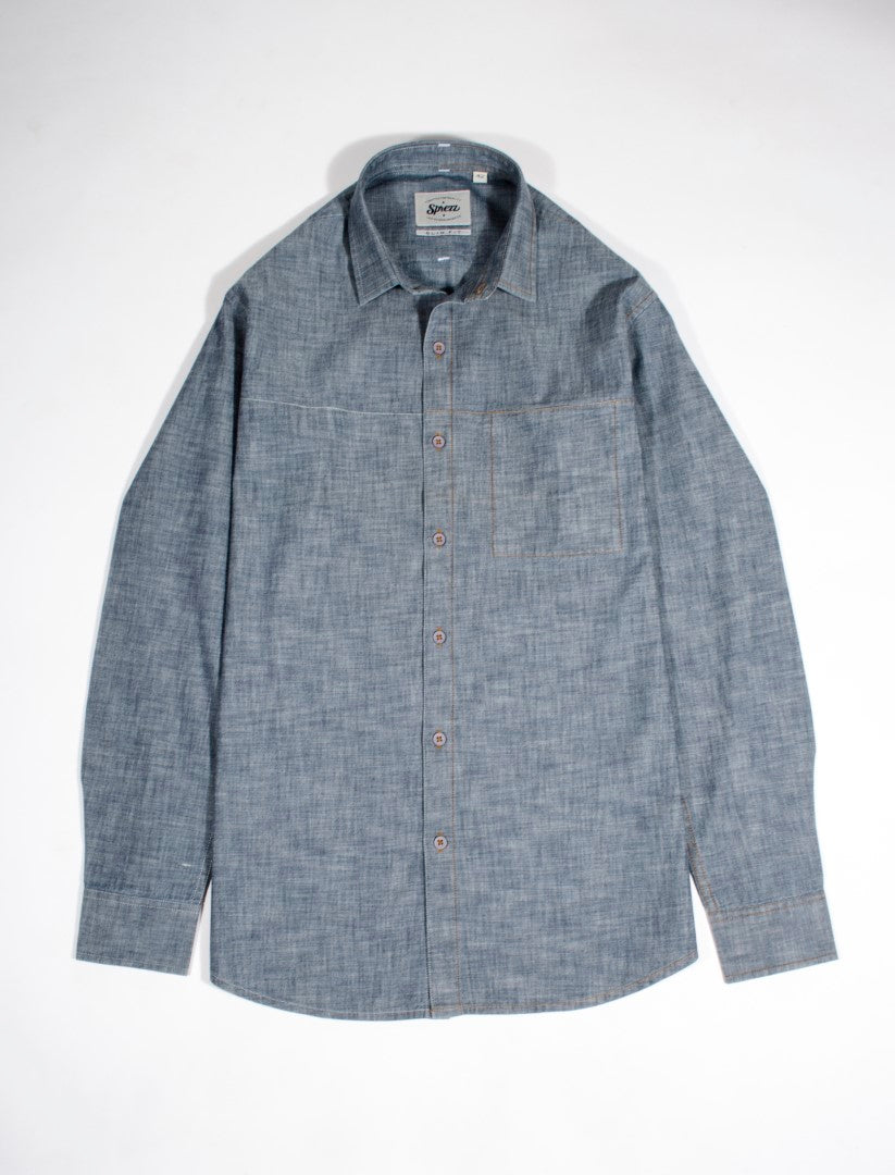 Chambray Denim with Contrast Dual Stitch Shirt