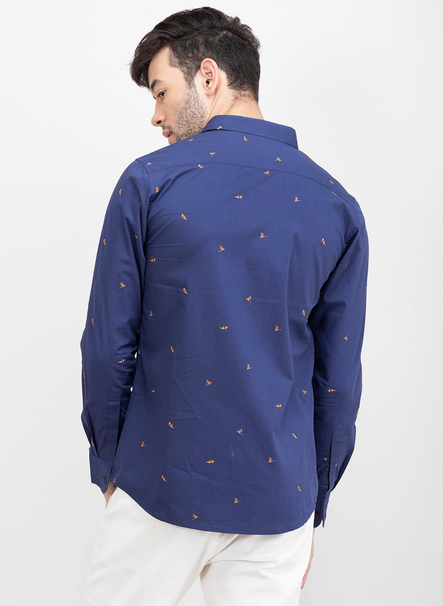 Bird Of Paradise Print Slim Fit Shirt