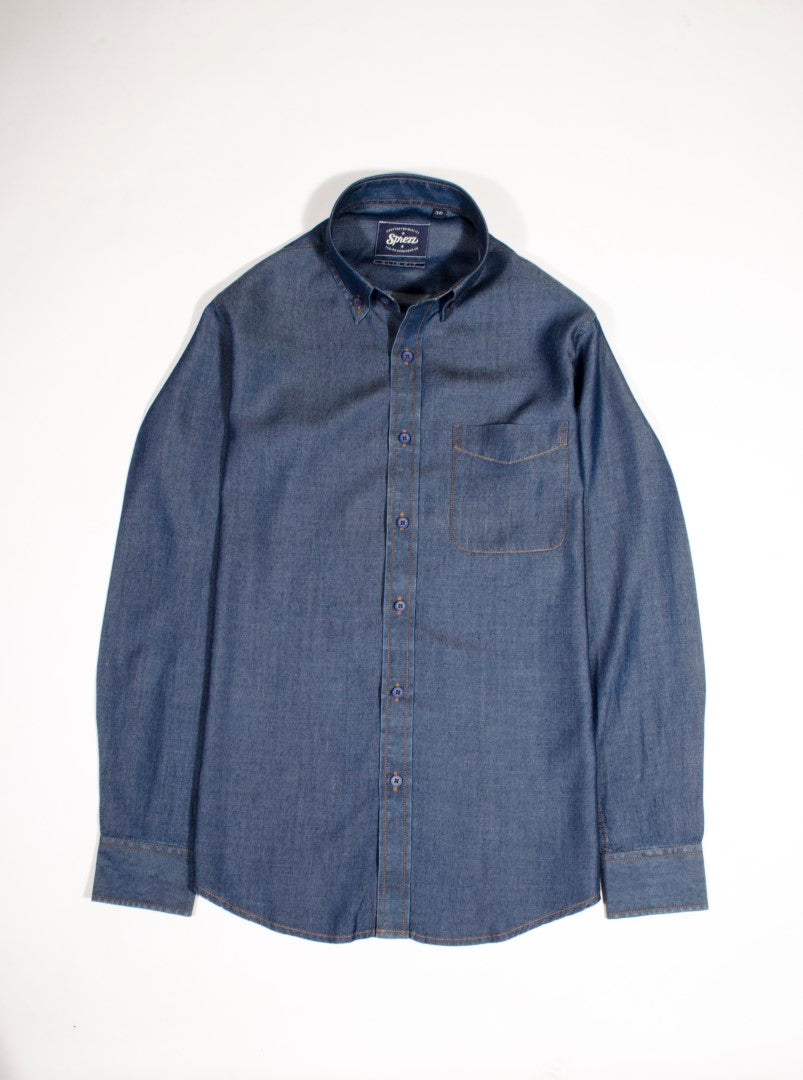 Light Weight Washed Denim Slim Fit Shirt