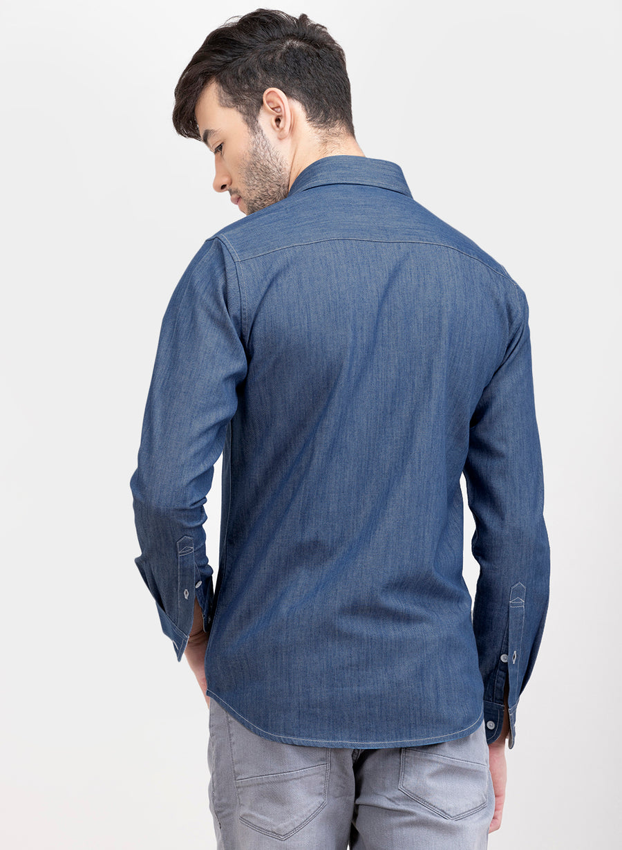 Work Wear Denim Slim Fit Shirt