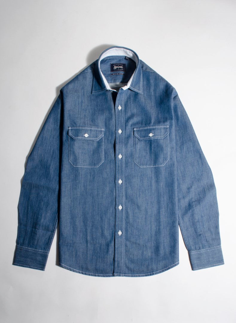 Work Wear Denim Slim Fit Shirt