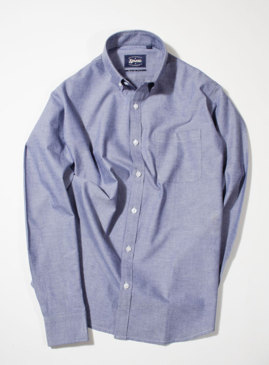 Blue Oxford Button Down Slim Fit Shirt