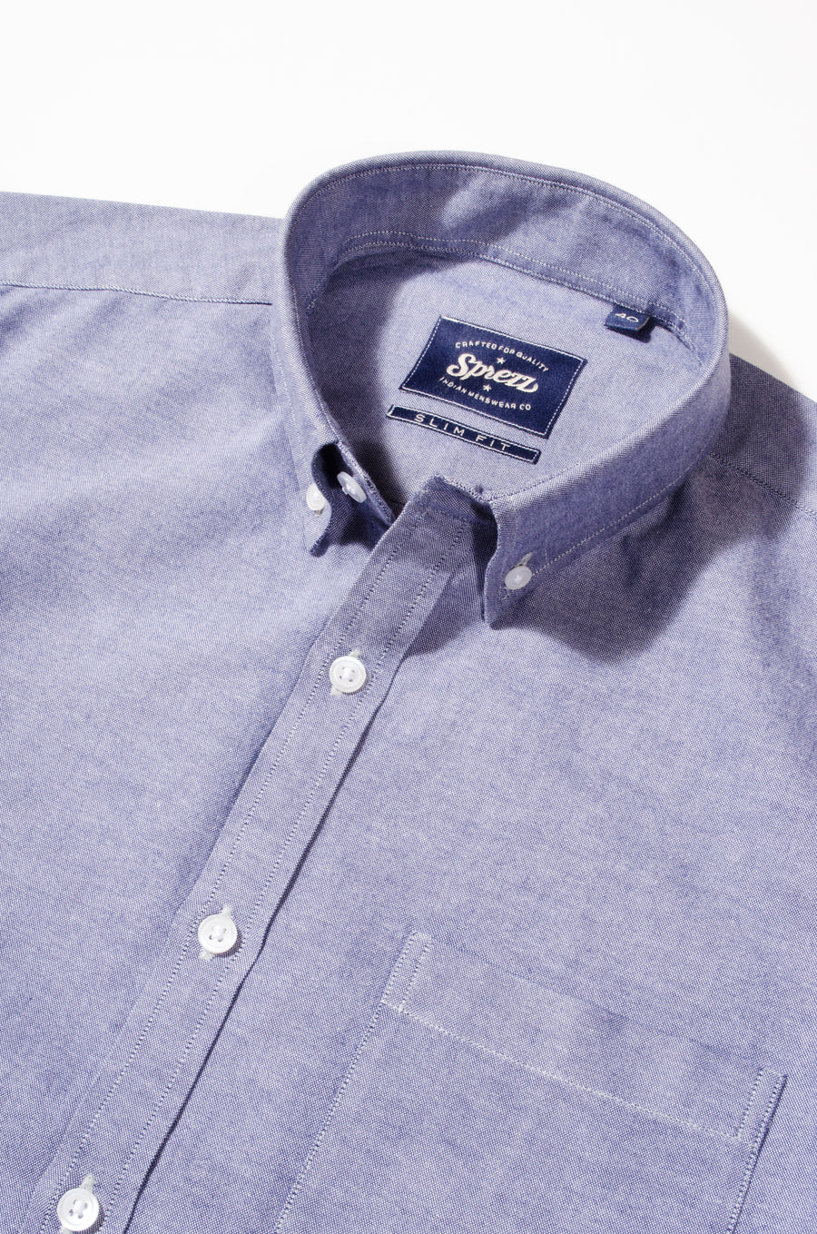 Blue Oxford Button Down Slim Fit Shirt