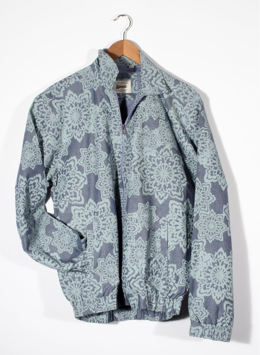 Chambray Floral Bomber Jacket