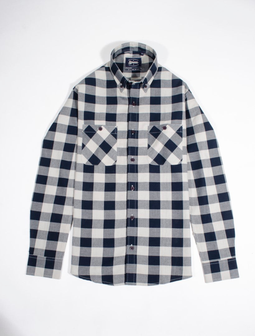 Light Flannel Twill Check Button Down Shirt