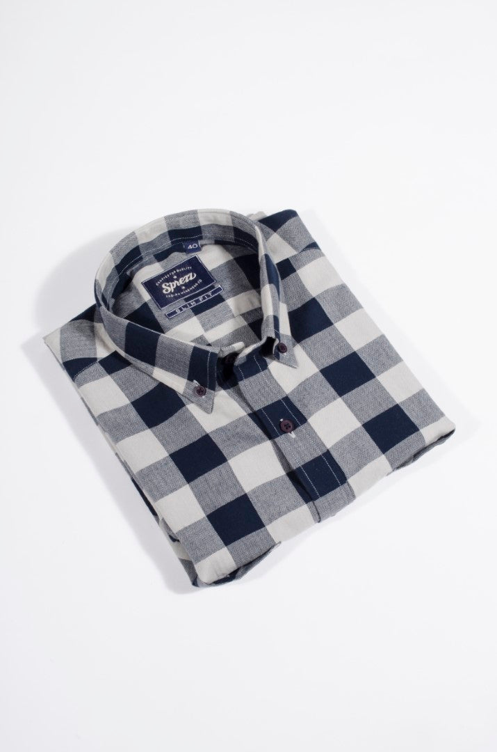 Light Flannel Twill Check Button Down Shirt