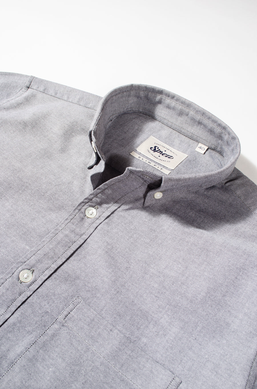 Grey Oxford Button Down Slim Fit Shirt