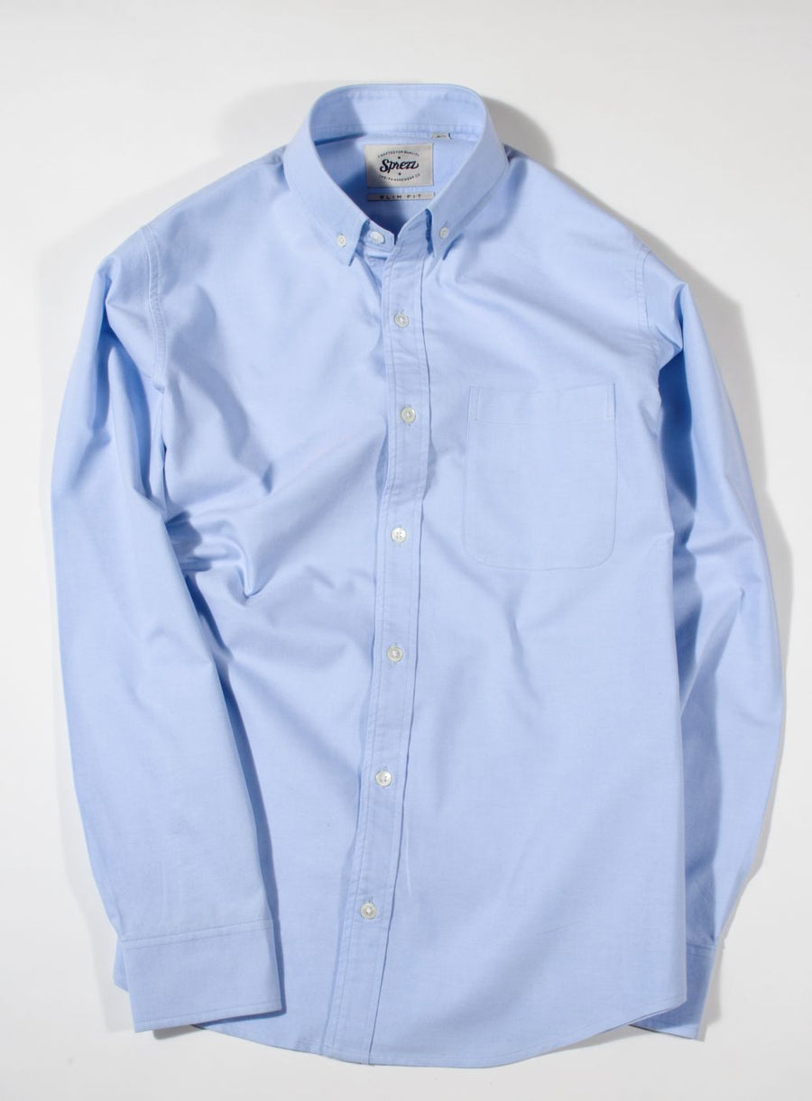Sky Blue Oxford Button Down Slim Fit Shirt