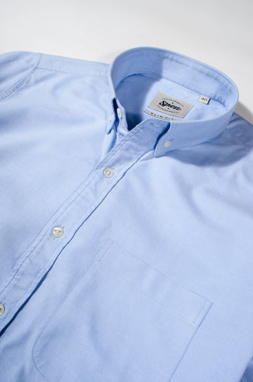 Sky Blue Oxford Button Down Slim Fit Shirt