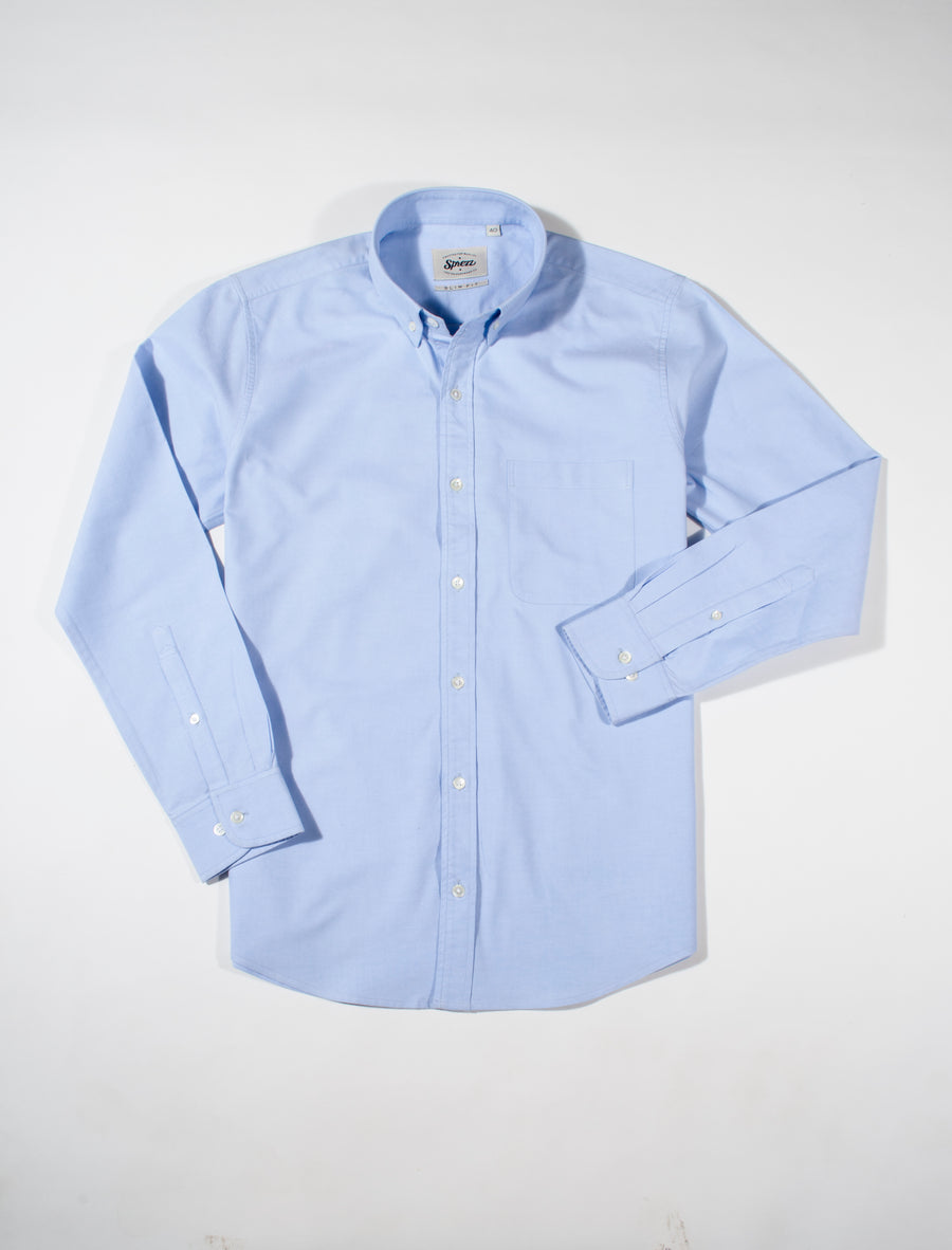 Sky Blue Oxford Button Down Slim Fit Shirt