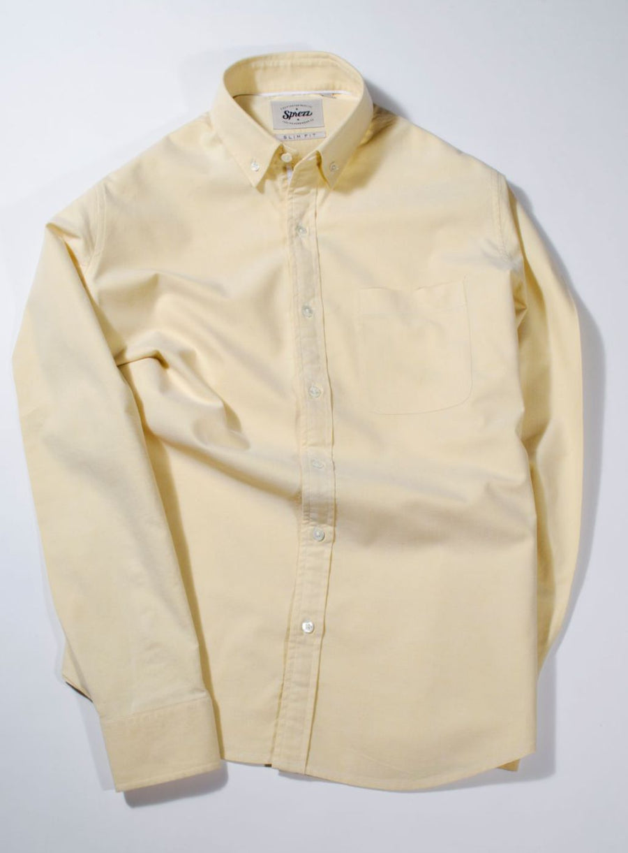 Pastel Yellow Oxford Button Down Slim Fit shirt