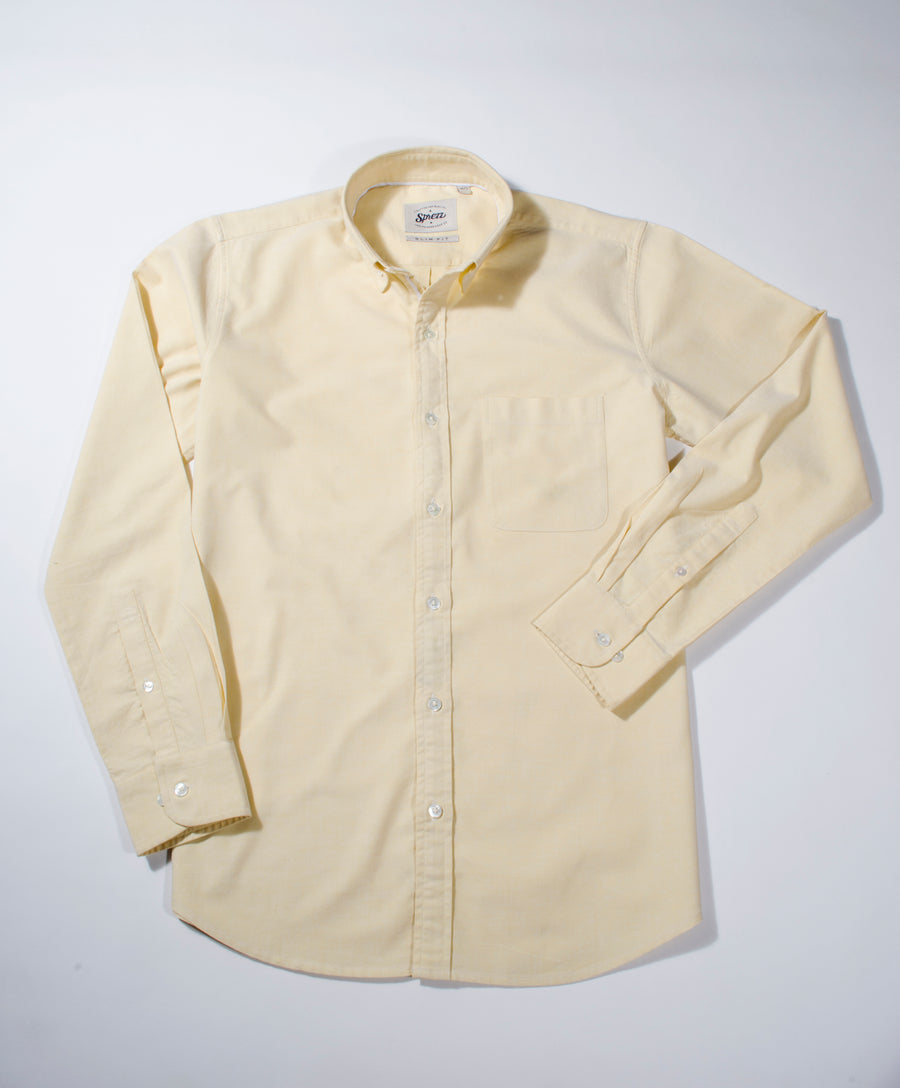 Pastel Yellow Oxford Button Down Slim Fit shirt