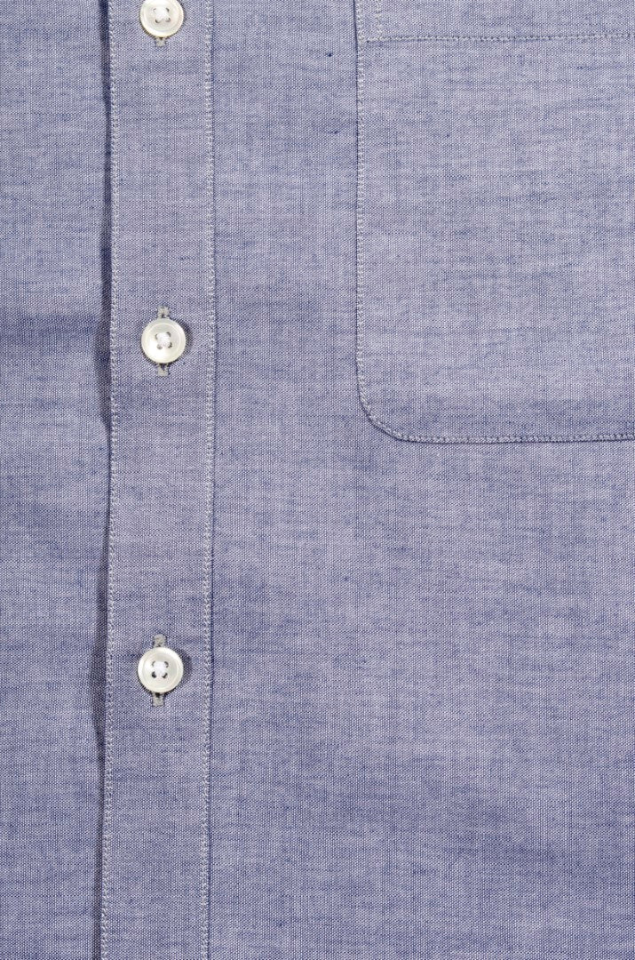Blue Chambray Cutaway Down Slim Fit Shirt