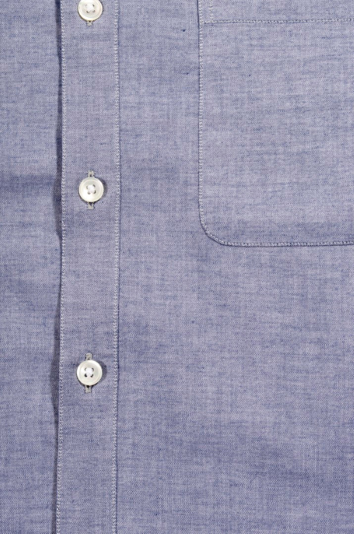 Blue Chambray Cutaway Down Slim Fit Shirt