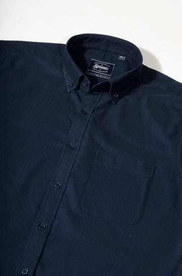 Navy Blue Oxford Button Down Slim Fit Shirt