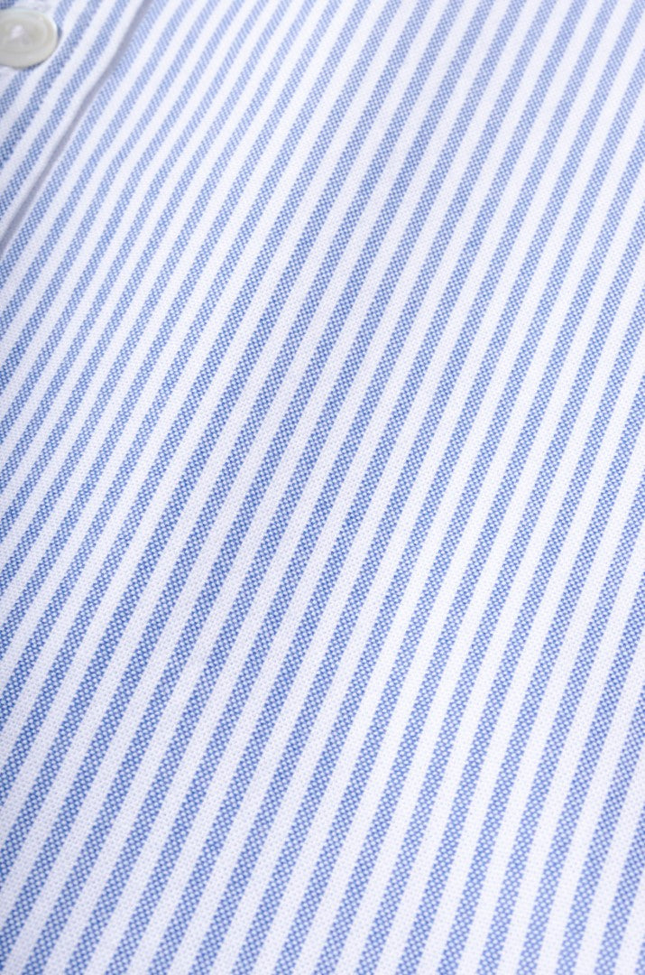 Sky Blue Oxford Stripe Button Down Slim Fit Shirt