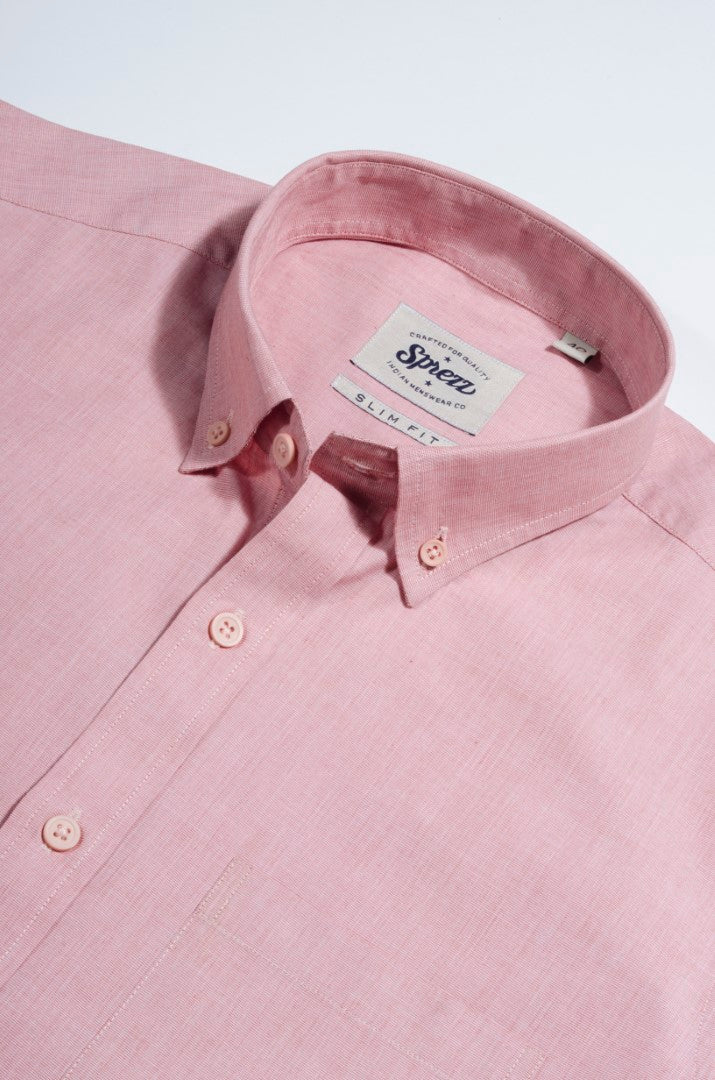 Salmon Fil A Fil Button Down Shirt