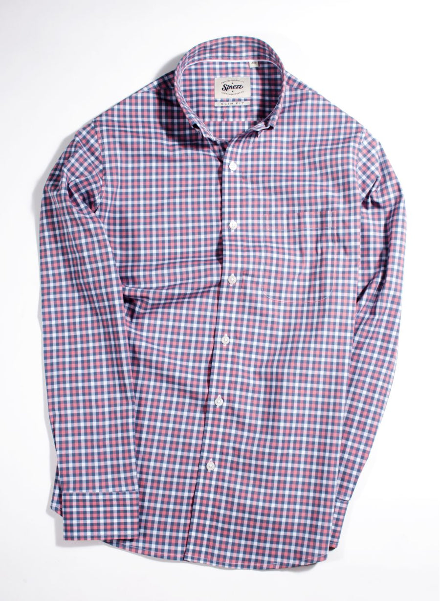 Multi Check Button Down Slim Fit Shirt