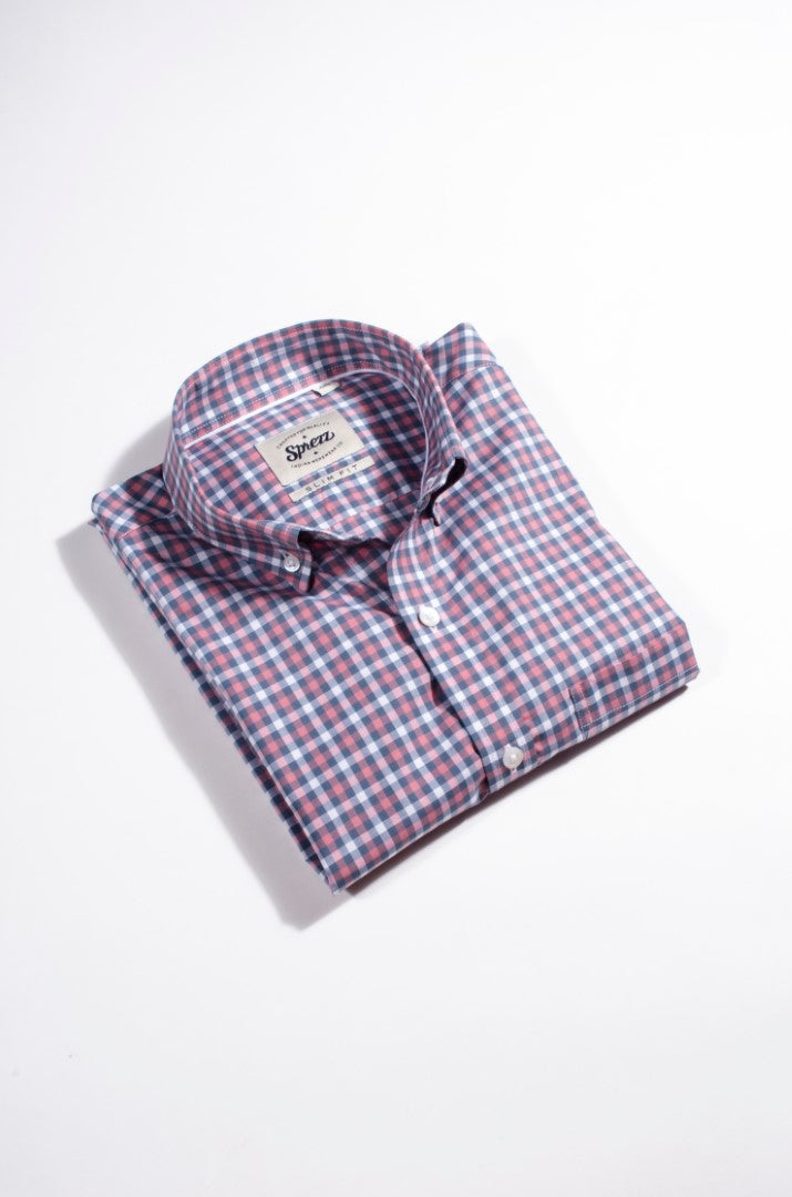 Multi Check Button Down Slim Fit Shirt