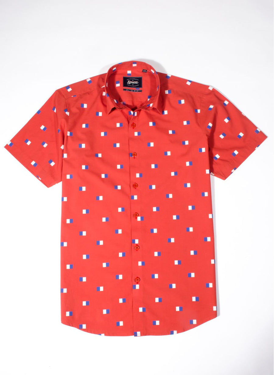 Drapeau Print Half Sleeves Slim Fit Shirt