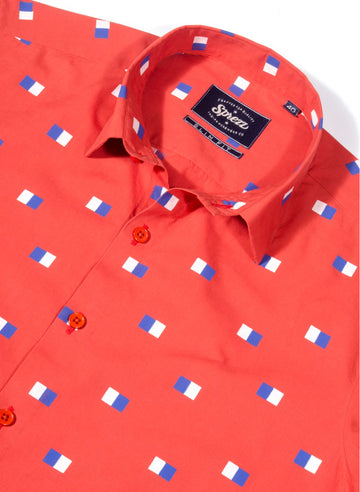 Drapeau Print Half Sleeves Slim Fit Shirt