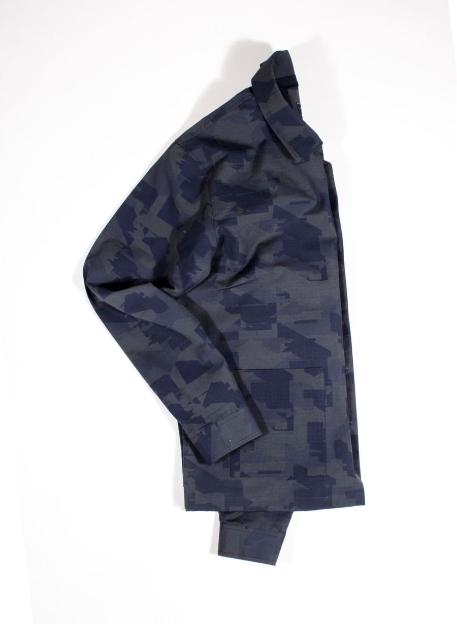 Blue Camo Print Worker Jacket