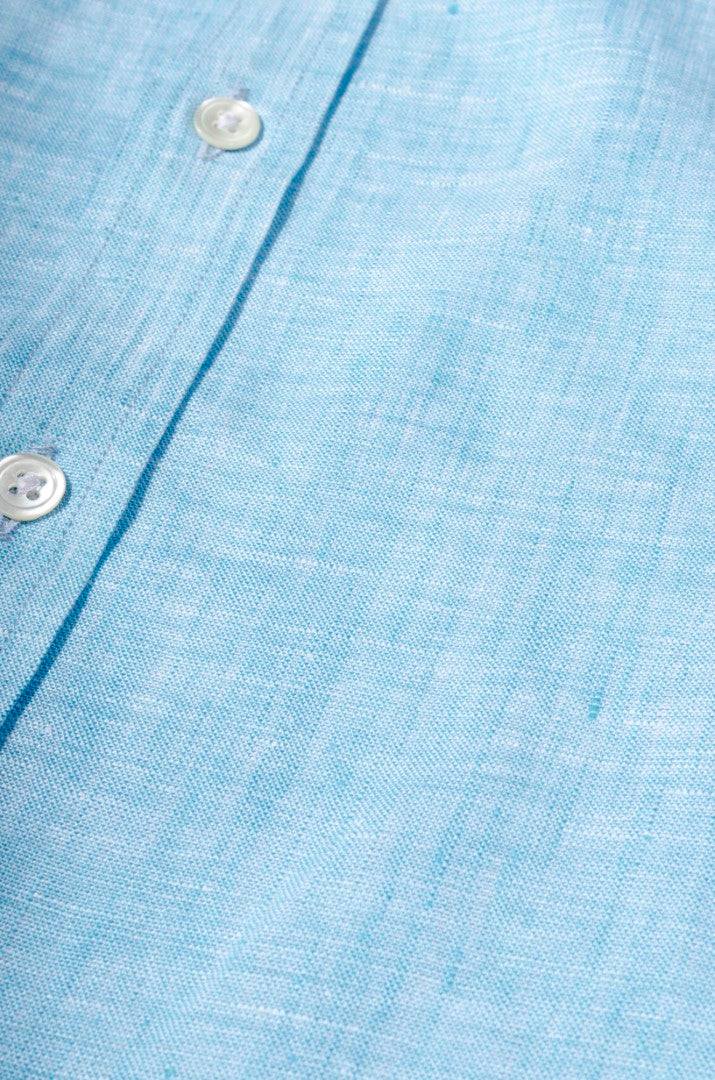 Ice Blue Linen Button Down Shirt