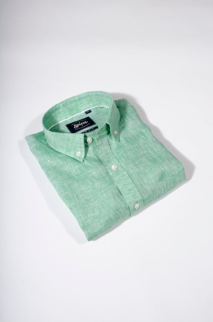 Pastel Green Linen Button Down Shirt
