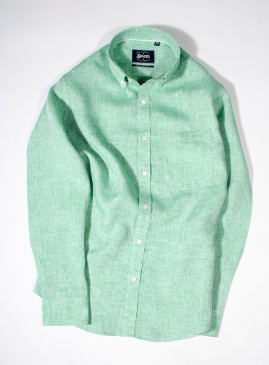 Pastel Green Linen Button Down Shirt