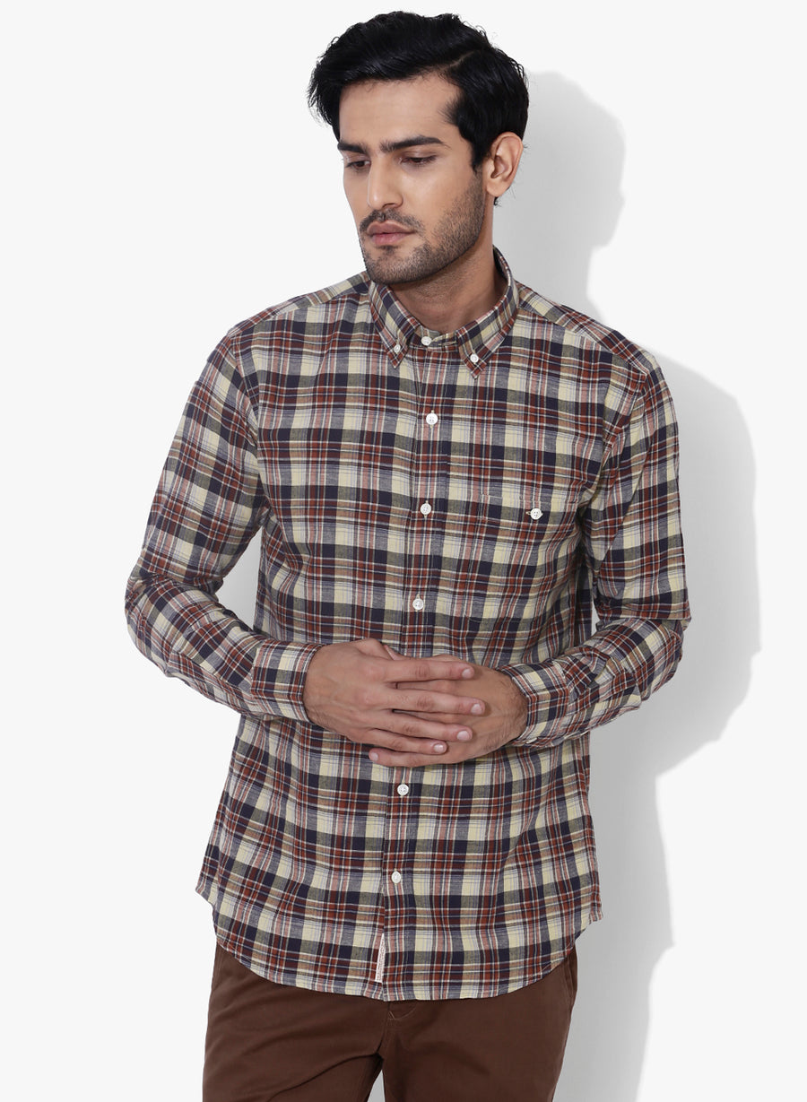 Hipster Brushed Check Button Down Shirt