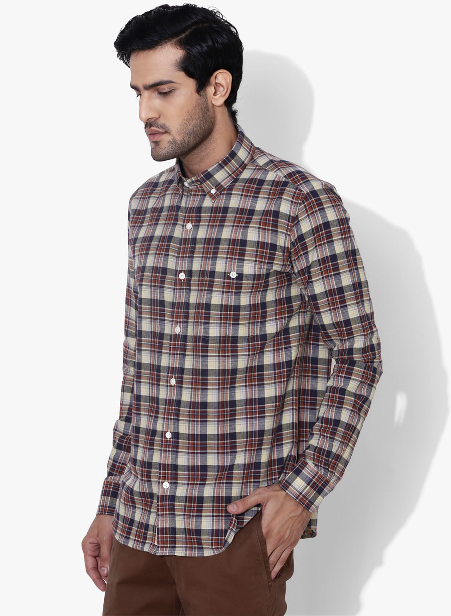 Hipster Brushed Check Button Down Shirt