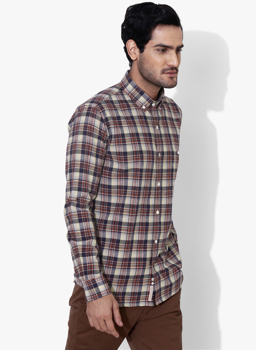 Hipster Brushed Check Button Down Shirt