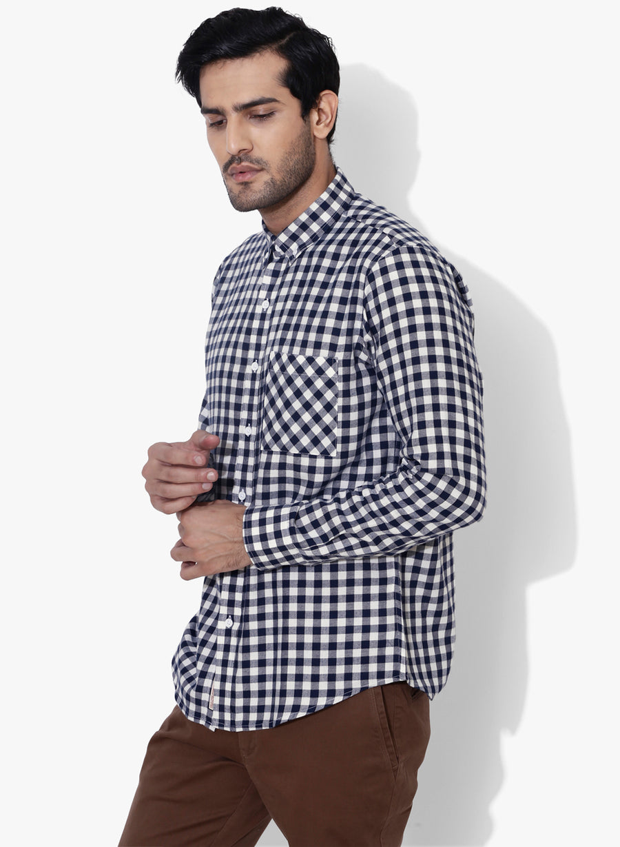 Light Gingham Flannel Button Down Shirt