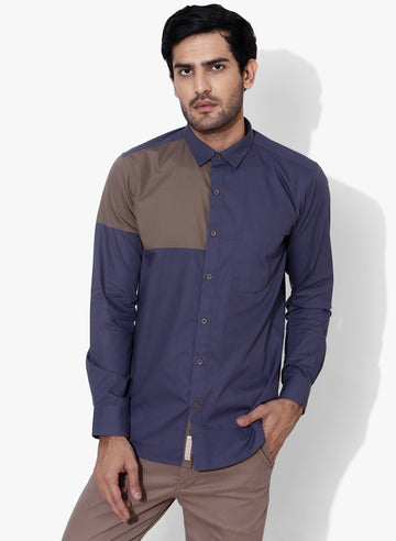 Inverse Colo Block Full Sleeve Slim Fit Shirt