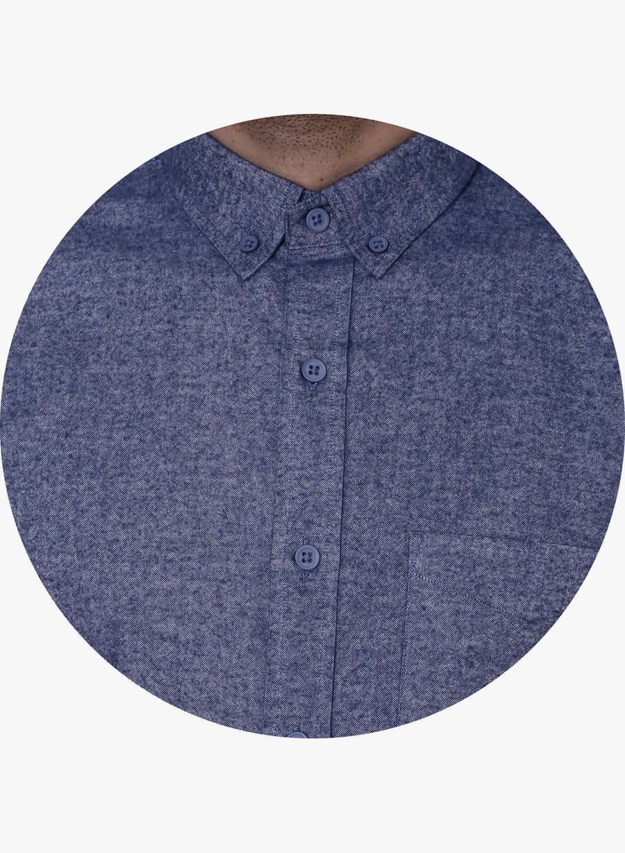 Brushed Cotton Flannel Blue Button Down Shirt