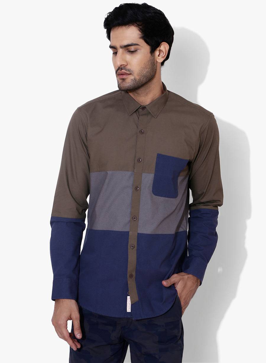 Iro Color Block Cutaway Collar Shirt