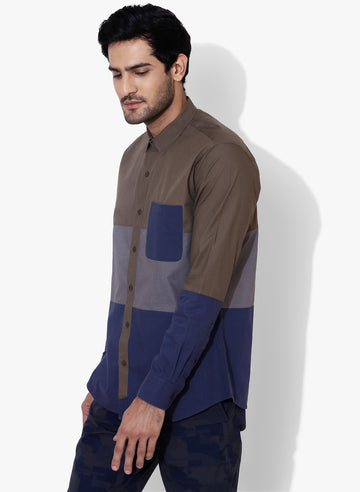 Iro Color Block Cutaway Collar Shirt