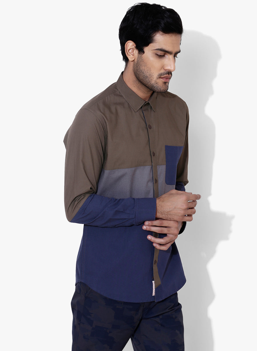 Iro Color Block Cutaway Collar Shirt