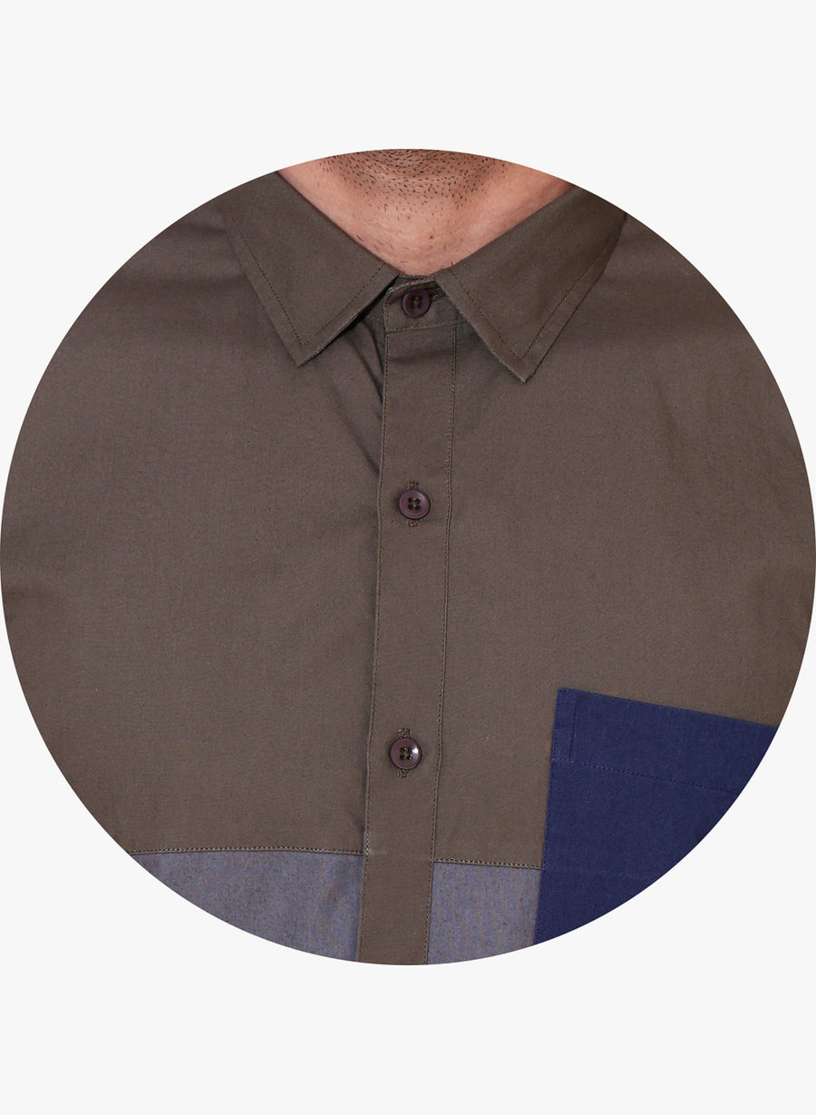 Iro Color Block Cutaway Collar Shirt