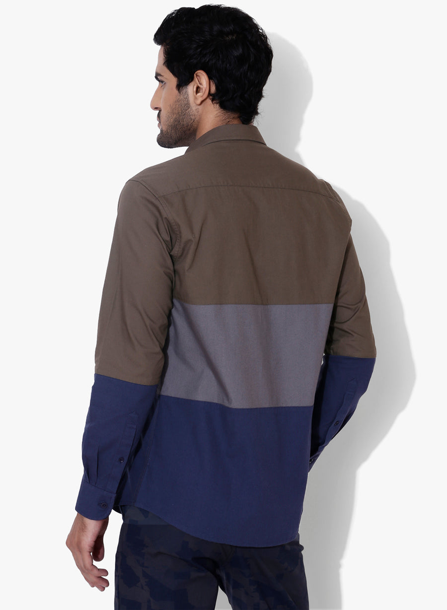 Iro Color Block Cutaway Collar Shirt