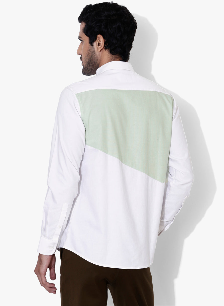 Bevel Color Block Oxford Slim Fit Shirt