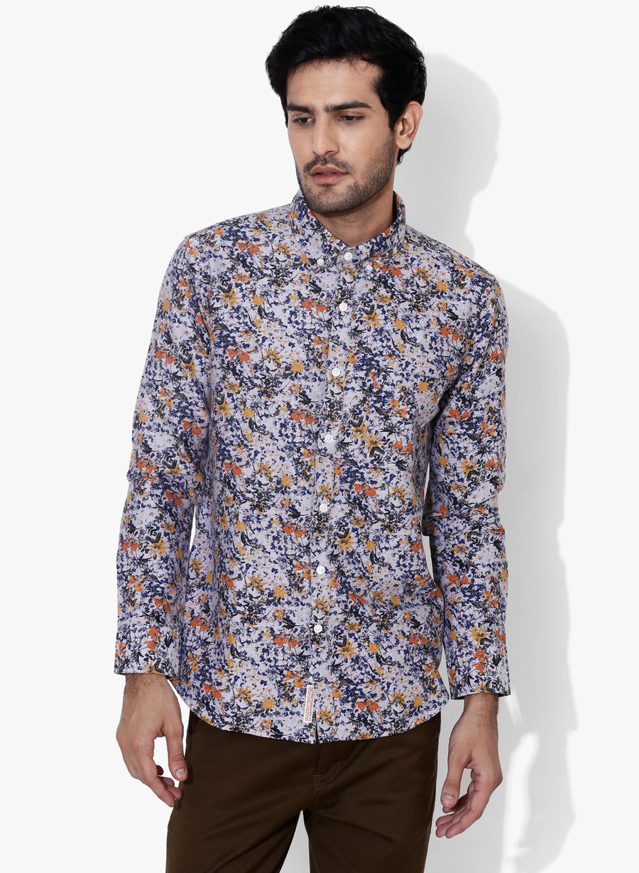 Furō Floral Print Button Down Slim Fit Shirt