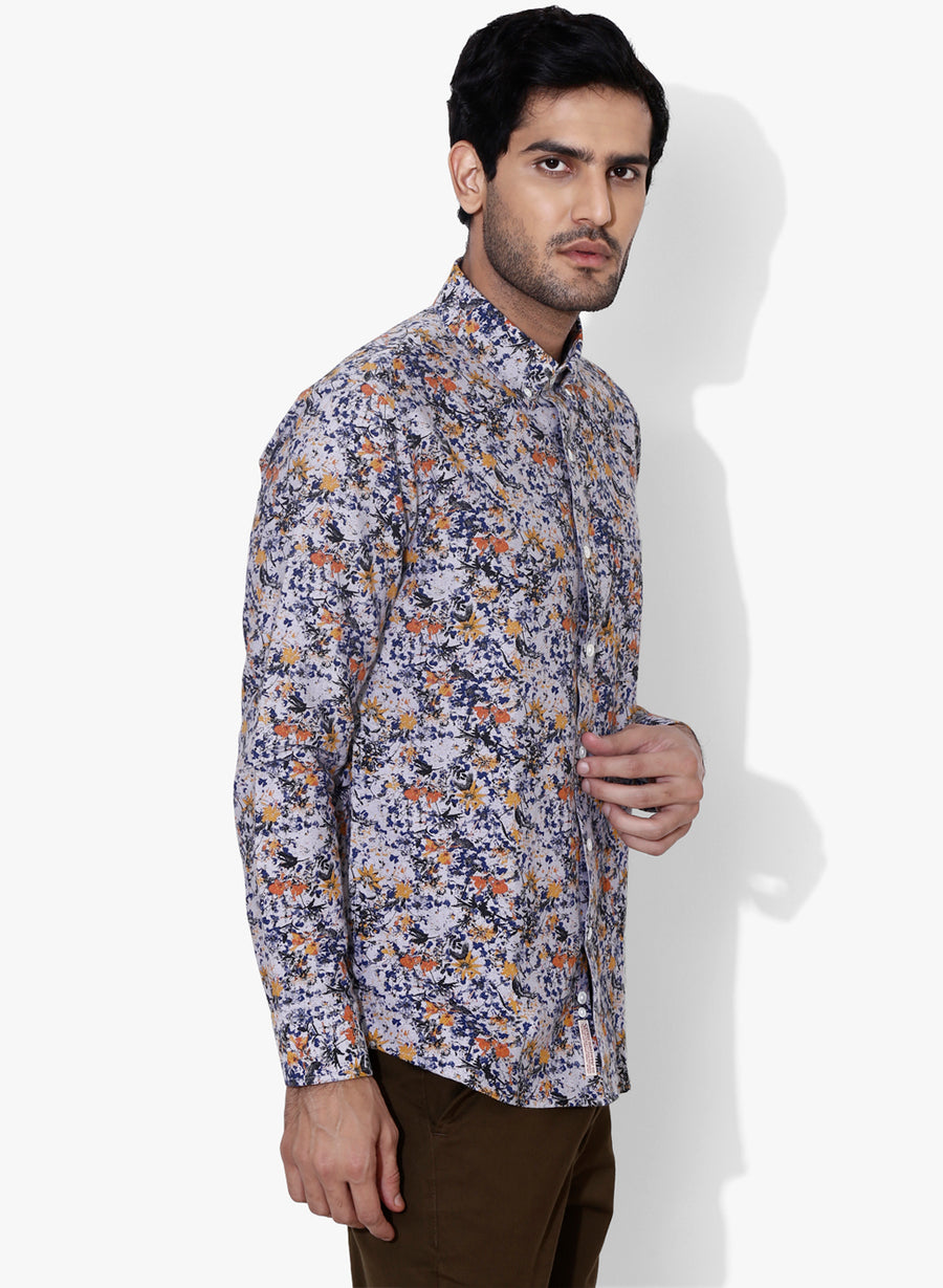 Furō Floral Print Button Down Slim Fit Shirt