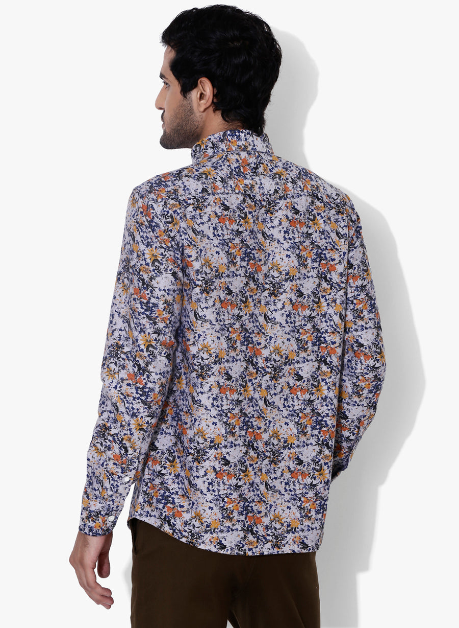 Furō Floral Print Button Down Slim Fit Shirt