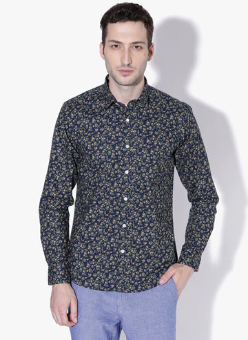 Evening Bloom Print Cutaway Collar Shirt