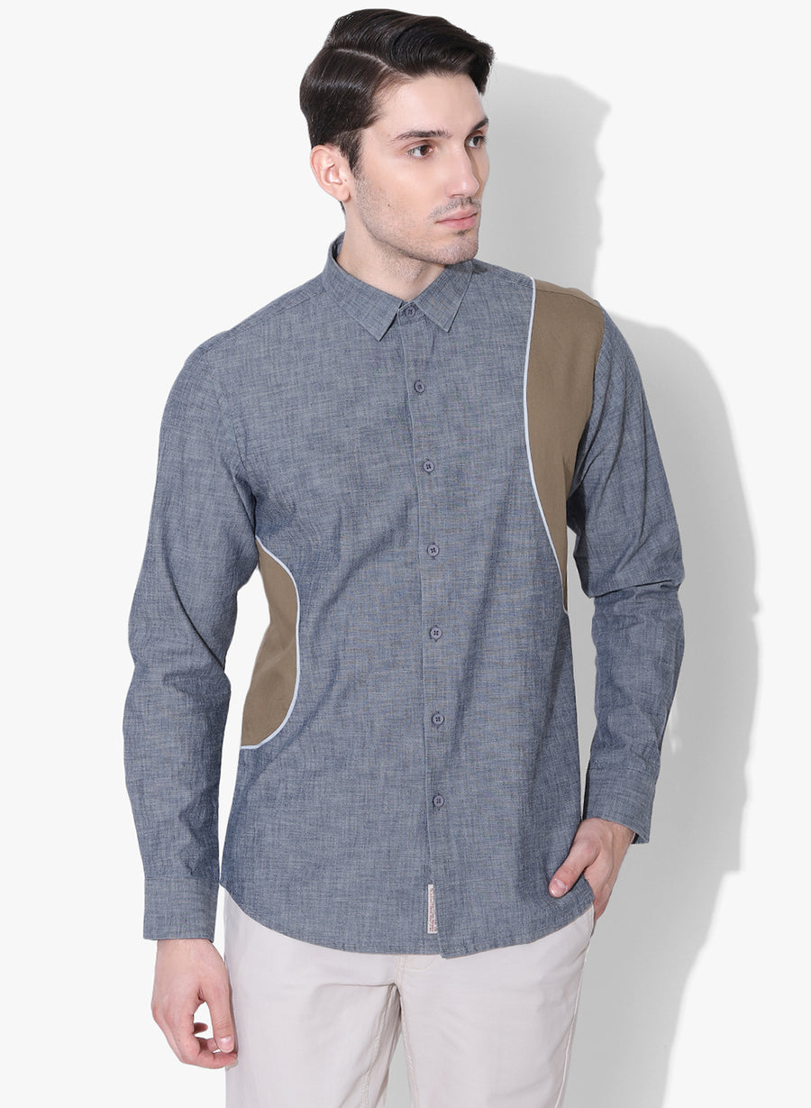 Denim Giro Color Block Full Sleeves Shirt