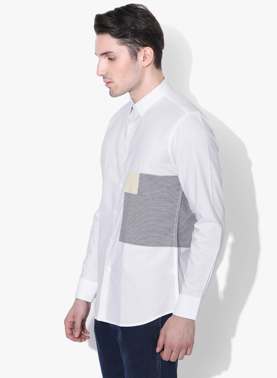 Shiro Color Block Cutaway Collar Shirt